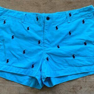 Ralph Lauren Sport Women’s Sz 14 French‎ Turquoise All Over Pony Chino Short
